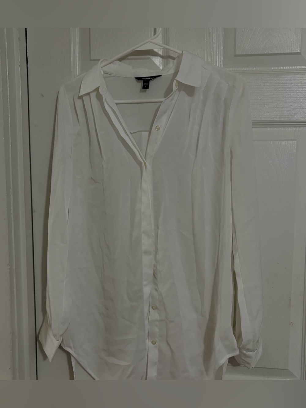 Express White Womans Shirt button down shirt Formal
